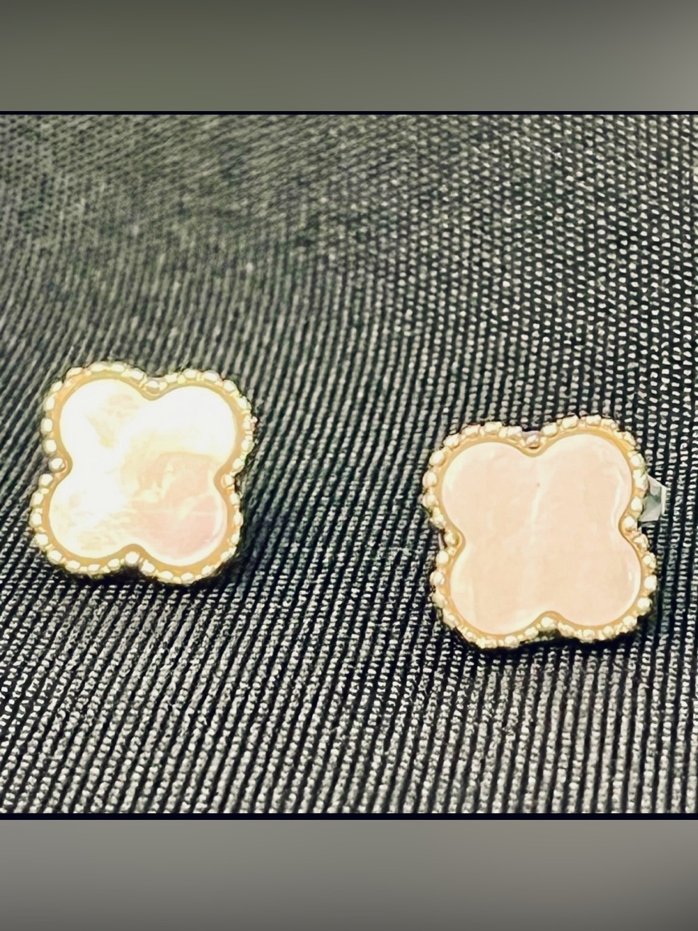 Park Lane Gold Mother of Pearl Quatrefoil  Earrings New in Box Quiet Luxury VTG